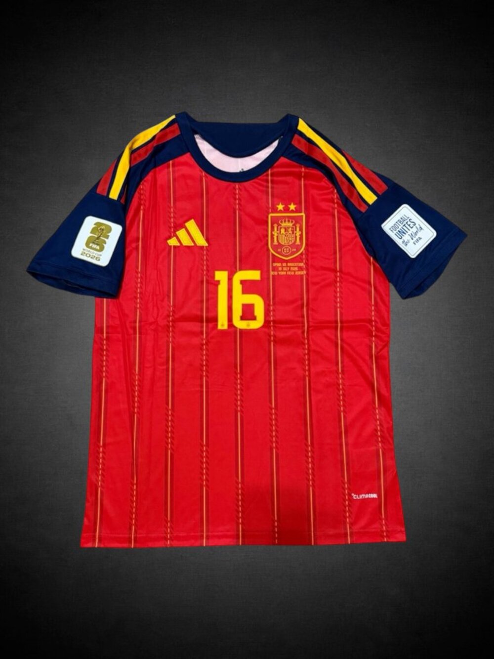 2026 world cup Spain final home kit with final patch. Rodri soccer footbal jerse
